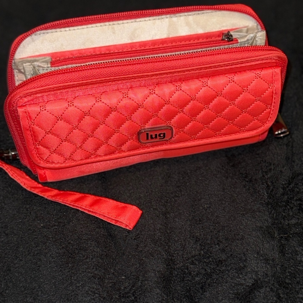 Lug Quick-Step RFID Zip-Around Quilted Wallet Coral Pink Orange